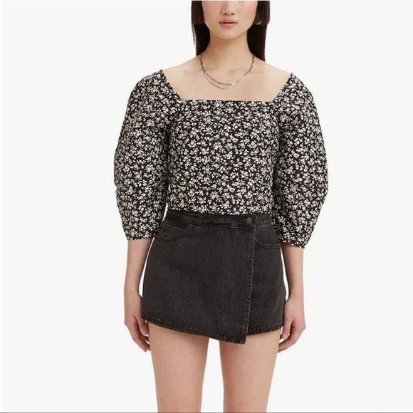 LEVI’S Women's Long Sleeve Yvie Blouse Crop Top NWT - Picture 4 of 11